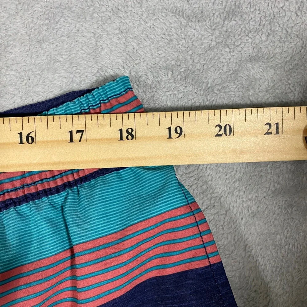 Speedo Mens‎ XXL Swim Trunks Navy Teal Coral Striped Board Shorts 7778207